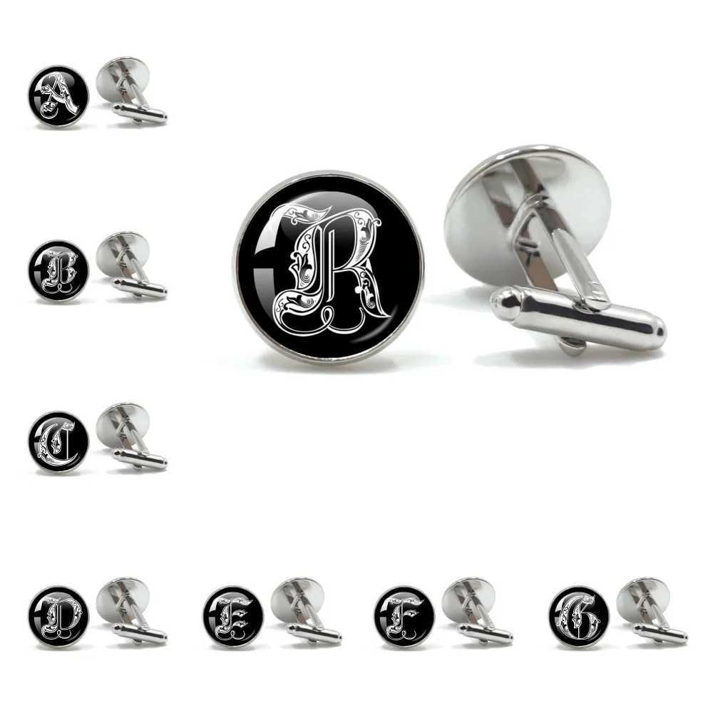 Retro Gothic Alphabet Letters A-Z Cufflinks for Men Luxury Jewelry Shirt Cuff Links French Business Accessories XJ250614