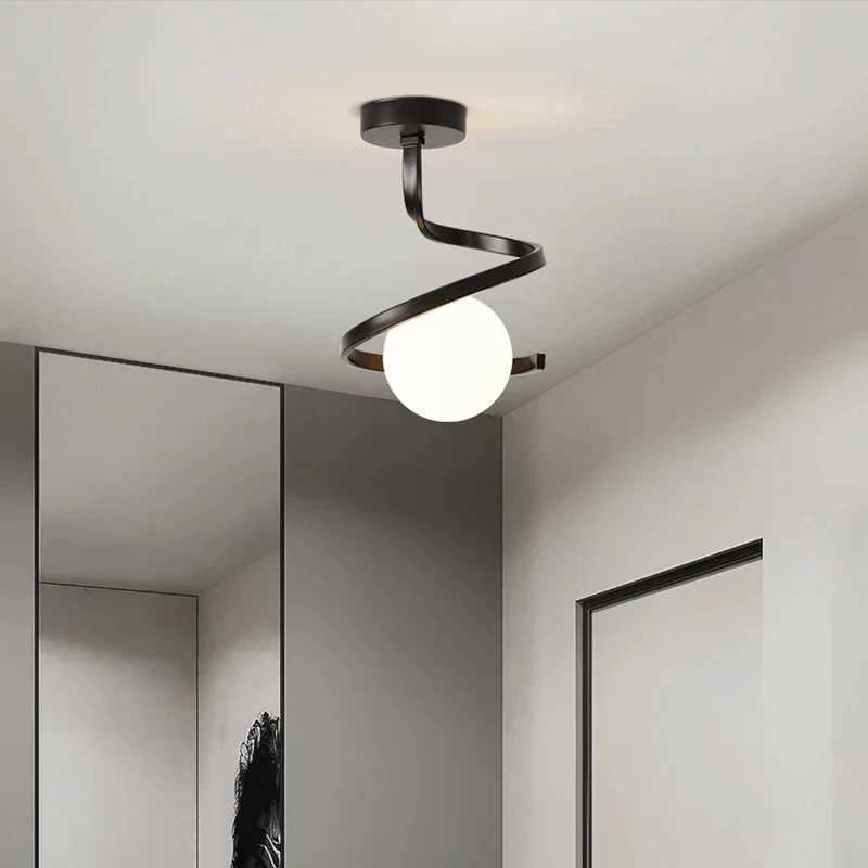 Golden Black Spiral LED Tavan I Mekan Aydnlatma Oda Dekorasyonu Yatak Odas Oturma Odas Yemek Masas alma Giyinme OdasXJ2500613