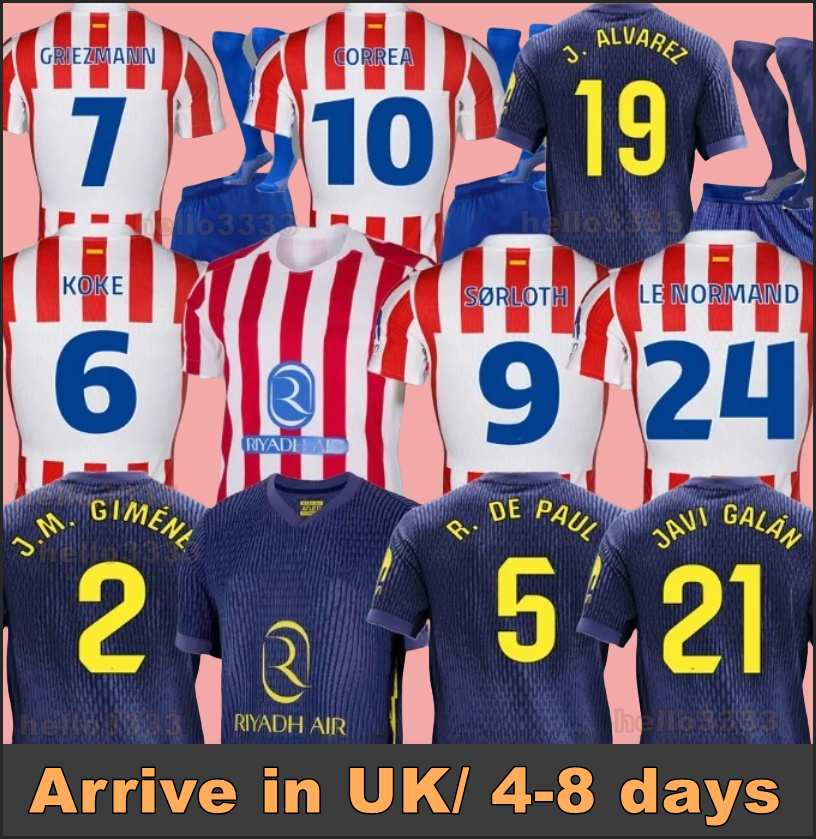 25 26 Atletico And Madrids soccer jerseys #19 J.Alvarez Jerseys 2025 GRIEZMANN Le Normand shirt de Paul 14 M Llorente SOrloth Koke football shirt men kids kit maillot