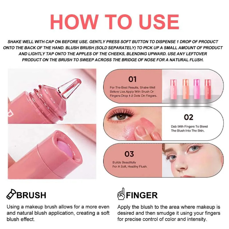 Liquid powder blusher highlights white natural rouge multi-function matte lipstick eye shadow 250614