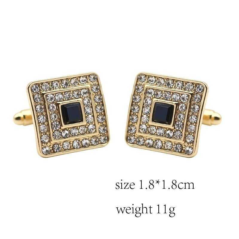Square Cufflinks for Men High Quality Rhinestone Shiny Cufflinks Button Jewelry French Shirt Mens Suit Men Accessories XJ250614