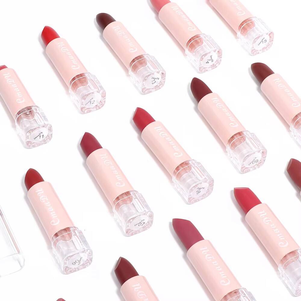 15 Colors Matte Lipsticks Waterproof Long Lasting Sexy Red Stick Makeup Brown Velvet Pigments Lip Tint Profissional Cosmetic happy