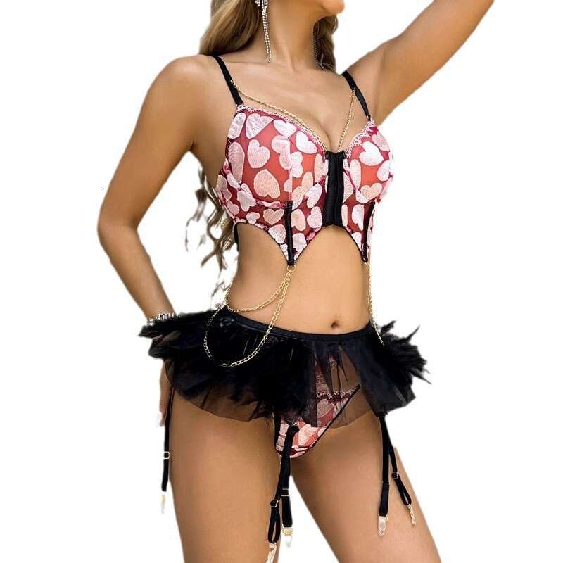 Sexy Lingerie Porn Suits New Sexy Lingerie Set With Heart Pattern Feather Chain And Transparent Design Spell Lingerie