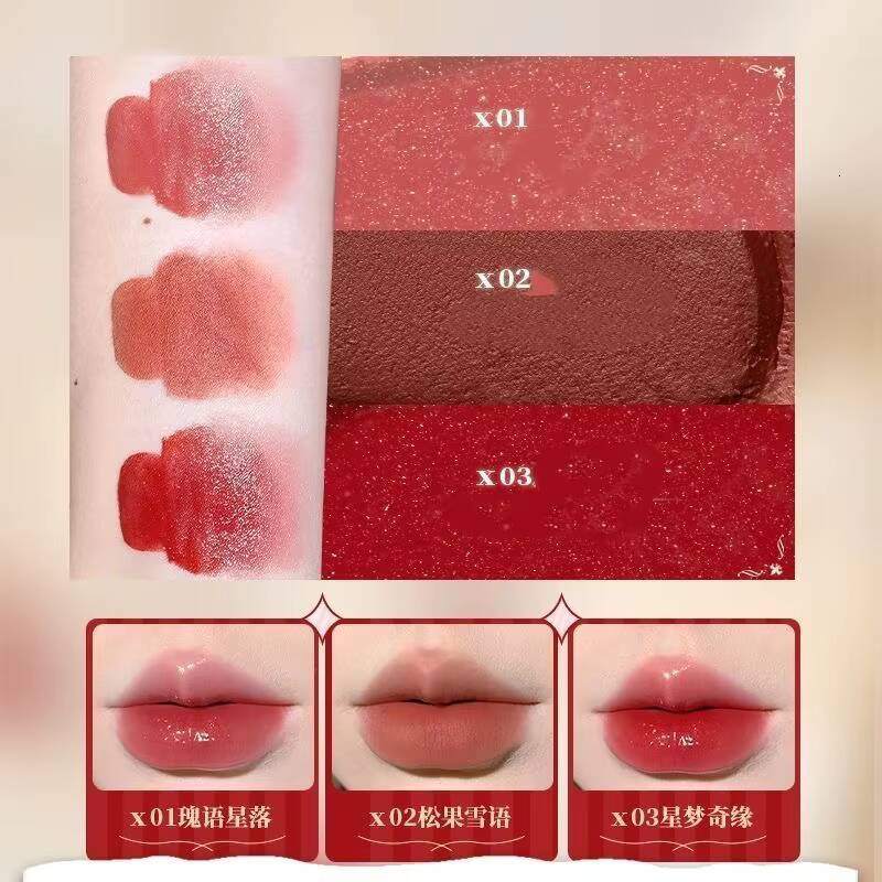 CUTE RUMOR Lip Mud Christmas Little Red Riding Hood Rabbit Lipstick Velvet Mist Matte Fine Sparkling Shimmer Lipgloss happy