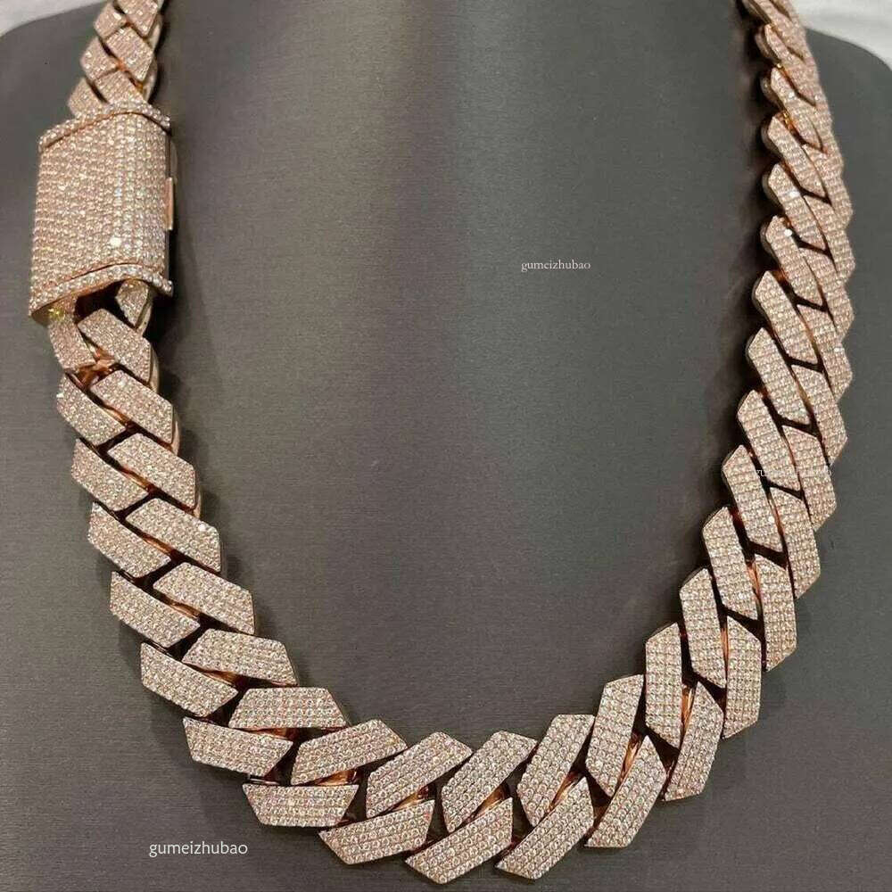 Iced Out Hip Hop 24mm Wide 4 Rows Miami Vvs Moissanite Cuban Link Chain Necklace