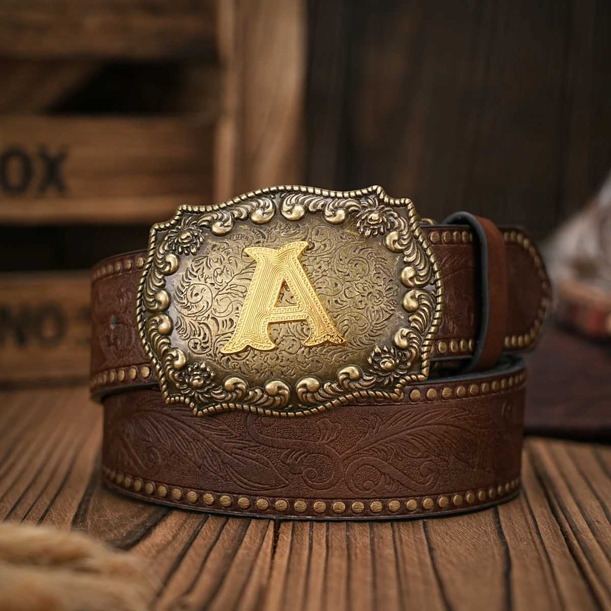 Vintage style PU Leather Western Denim Belt Classic Letter buckle - 3.8 cm wide durable and stylish for men and wen - perfect X250614