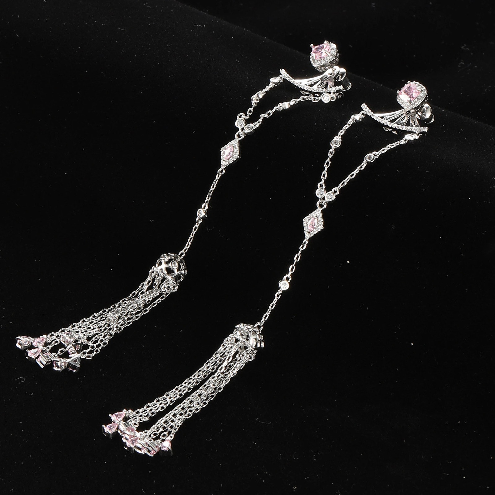 125mm Trendy Long Tassels Dangle Earrings For Women Wedding Cubic Zircon Crystal African Dubai Bridal Earring E7486 250610