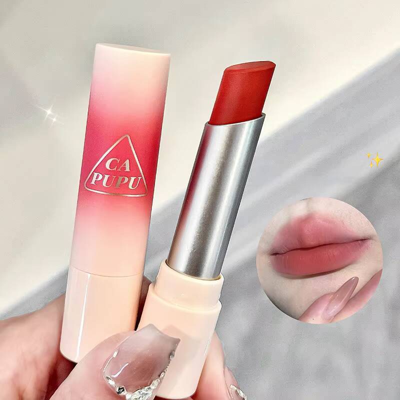 Brown Lipstick Makeup Waterproof Velvet Stick Easy To Wear Lasting Matte Nude Lip Gloss Non-stick Cosmetic happy