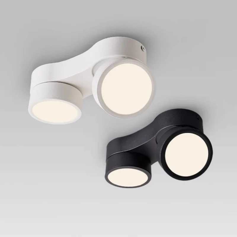 Ultra-thin LED Ceiling Perforation-Free Adjustable Angle No Main Light Living Room Ceiling Double Head Spotlights XJ2500613