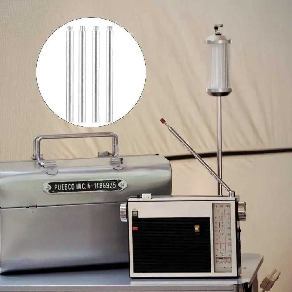4Pcs Outdoor Lantern Stand Extension Rod Heavy Duty 1/4-inch Thread Aluminum Alloy Multi-purpose Camping Lamp Holder Connecting W250613