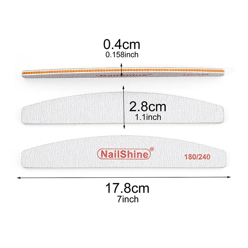 10pcs/lot Professional Nail File 80/100/150/180/240/320 Lime Manicure Tools Sanding Polish Buffer Curve Banana Emery Board Files 250605