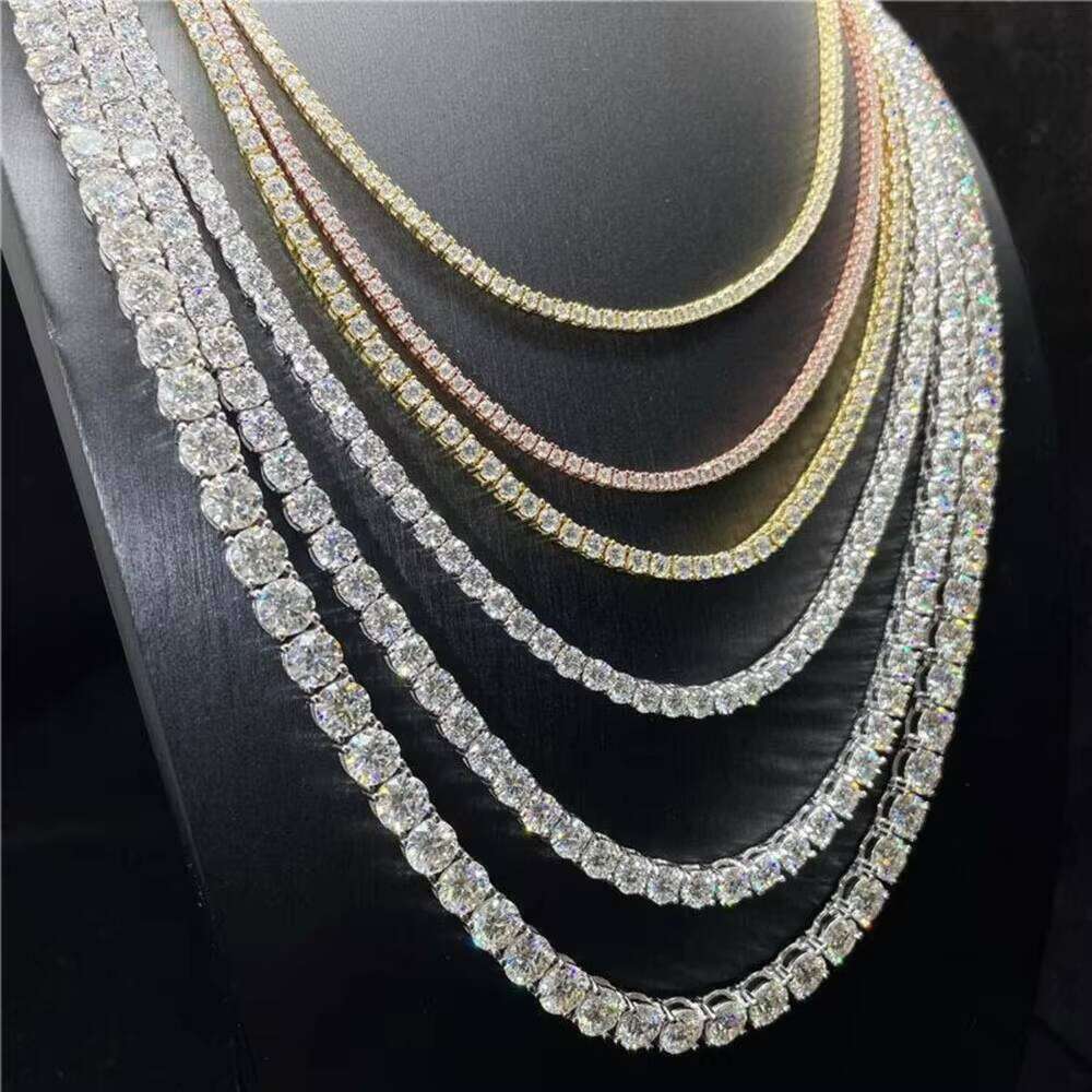 Hiphop Jewelry Ice Out Sterling Sier 2Mm 3Mm 4Mm 5Mm 65Mm Silicon Stone Tennis Chain