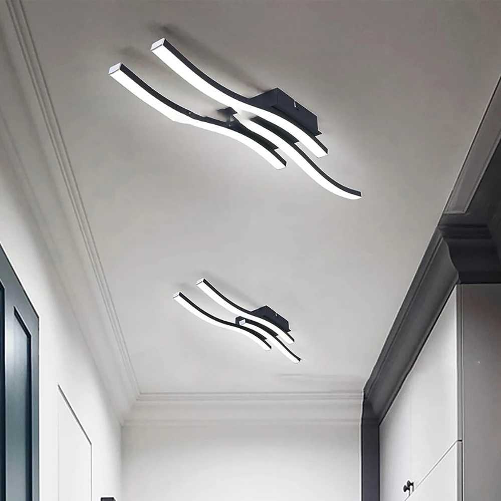 Nordic LED Ceiling Light Black Wavy Line Decoration Fixtures For Living Room Kitchen Bedroom Hallway Indoor Lighting FixtureXJ2500613