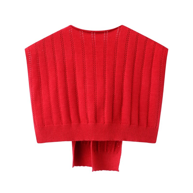 K1019 Korean style solid color hollow knitted small shawl female 2025 new style outer knotted waistcoat spring and summer fashion warm shoulder