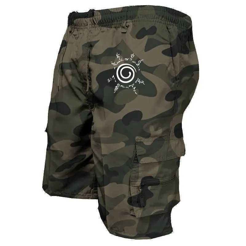 Summer Anime Cargo Shorts For Men Tactical Quick Dry Multi-pocket Shorts Mens Outdoor Clothes Hunting Fishing Short Pants W250614