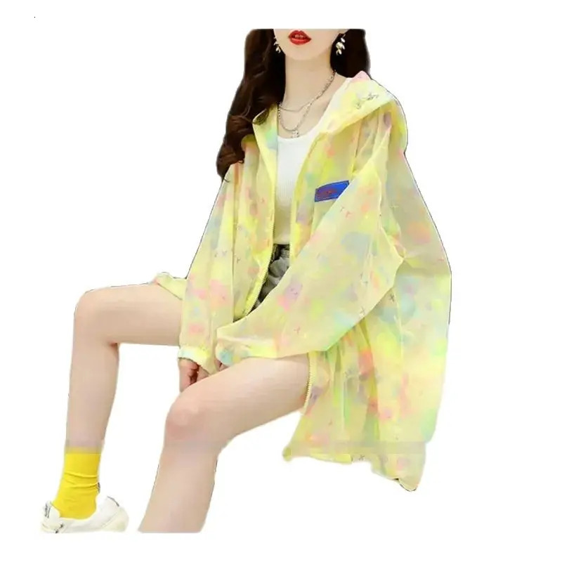 Medium Long Hoodie Sunscreen Clothing Summer SunProof Shirt UVProof Coat Womens n Printing 250611