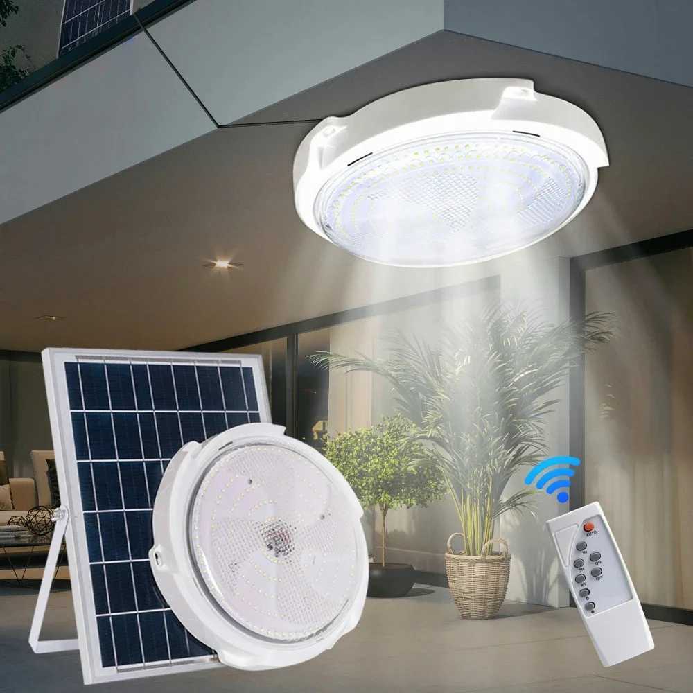 LED Solar Ceiling Lights With Remote Control Brightness Dimmable Ceiling lamp For Corridor Garden Outdoor Ceiling light Lighting XJ2500613