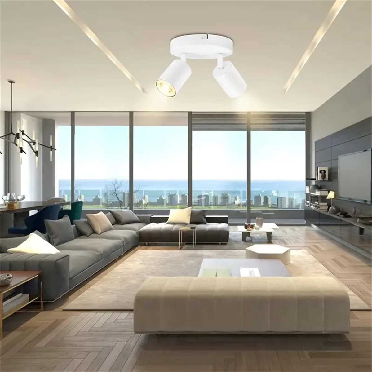 A LED ceiling light 2 bulbs ceiling spotlight LED rotatable GU10 ceiling spotlight ceiling spotlight black modern spotlight c XJ2500613