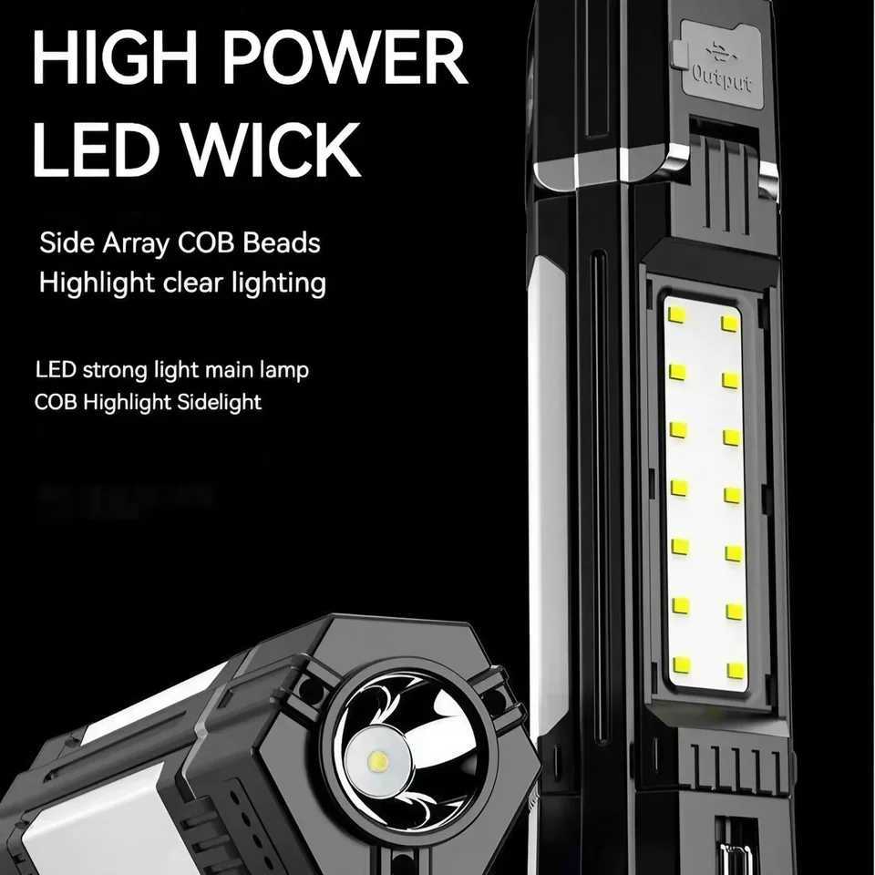 Rechargeable Outdoor Camping Light Tent Lamp Portable Foldable Flashlight Emergency Power Bank Work Floodlight W250613