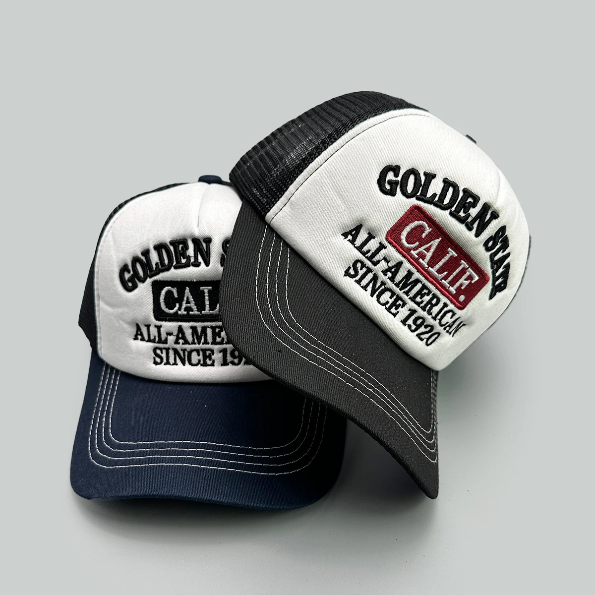 American Hiphop Letter Embroidery Baseball Hats Unisex Sunshade Color Block Breathable Street Versatile Mesh Trucker Caps 250613