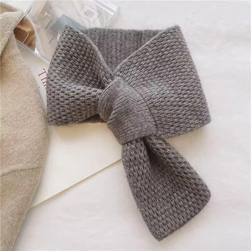 K1021 Korean style simple knitted lazy interspersed neck scarf autumn and winter students warm fashion contrast color wool scarf
