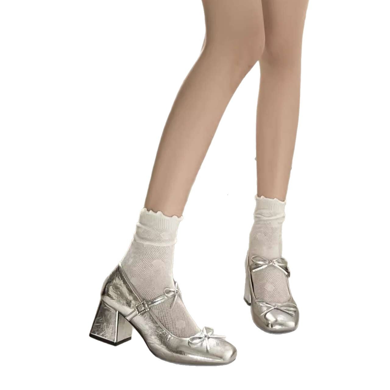 Ddmyoutdoor French Chunky High Heel Shallow Mouth Single For Women Spring Summer New Fairy Style To Match Skirts Mary Jane Small Leather Shoes Outdoor