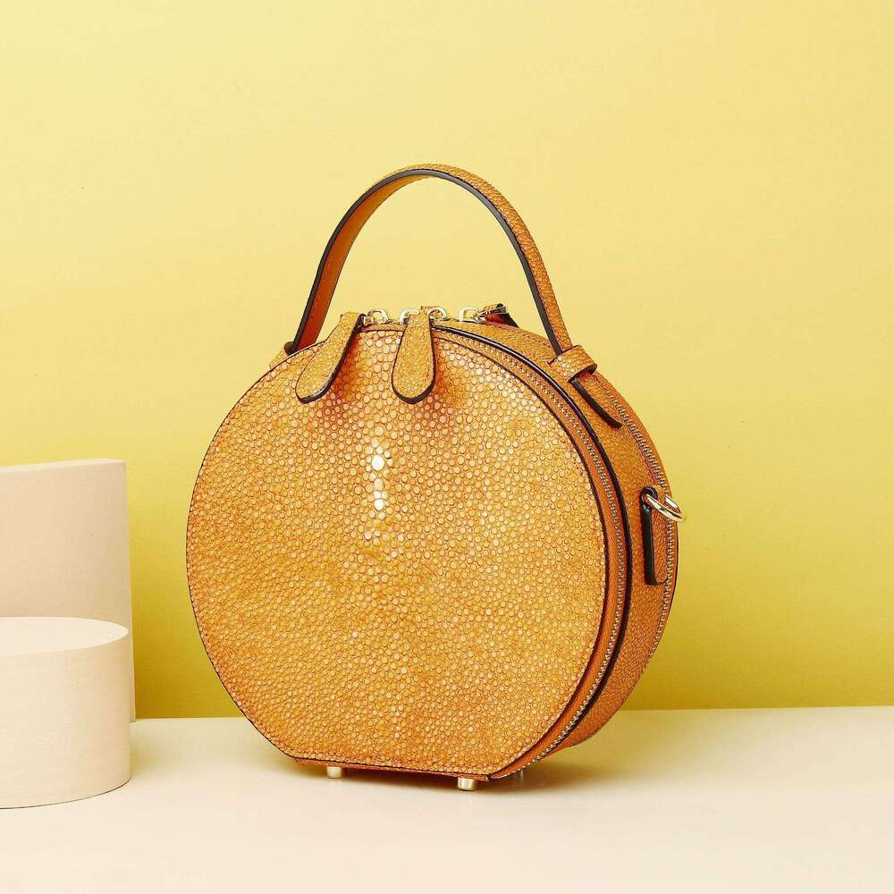 Fish Pearl New Smooth Pattern Small Round Classic Handbag Shoulder Crossbody Fashionable Women's Bag Trend