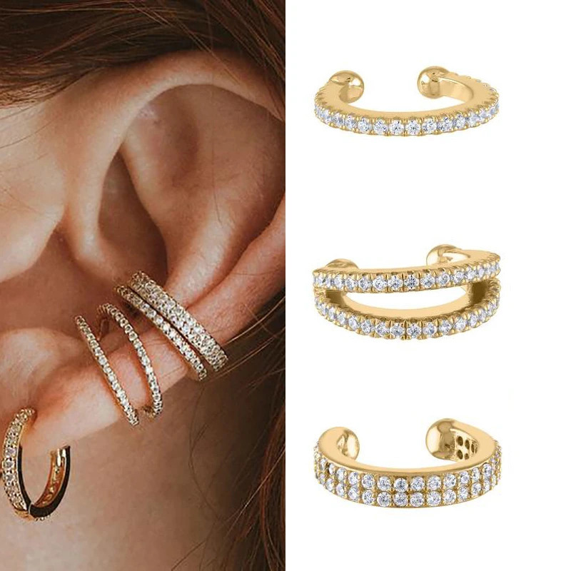 CRMYA Gold Silver Filled Clip Earring For Women Full CZ Zircon Big Circle Mens Ear Cuff Jewelry Clip On Ear Wholesale 250610