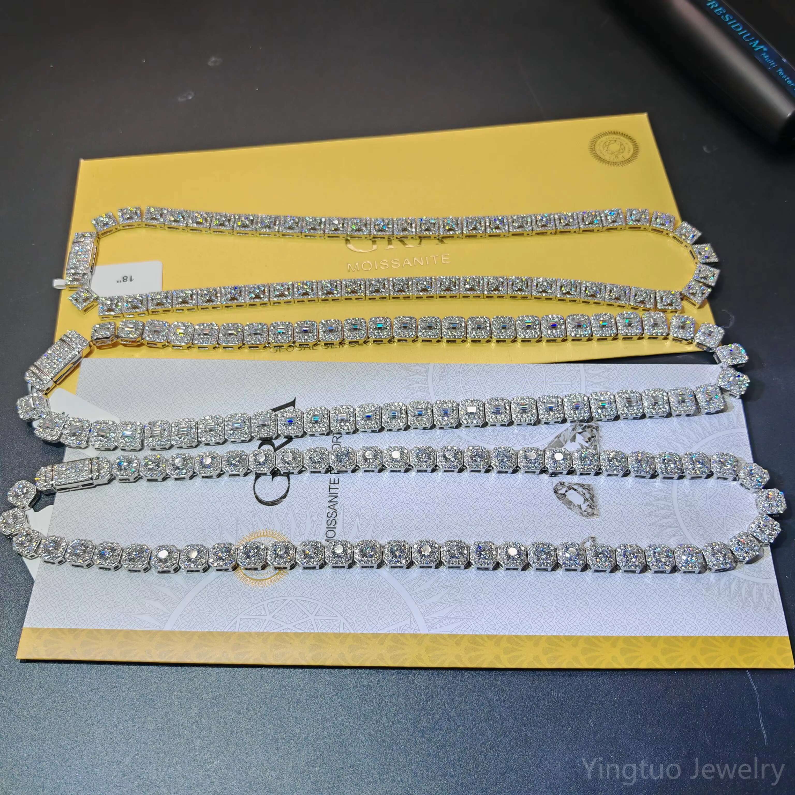 Hot Selling Hip Hop Iced Out Fine Jewelry S925 Silver Vvs Moissanite Tennis Chain Necklace Bracelet
