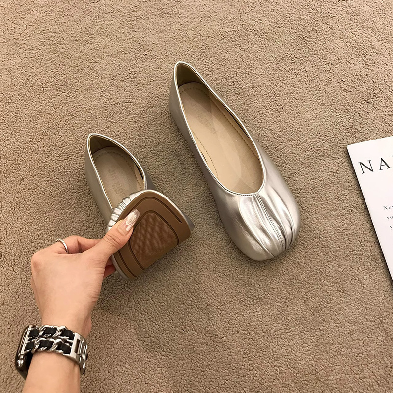 Ddmyoutdoor Ddmyoutdoor Pleated Skirt Matching Shoes For Women New Spring Niche Silver Gentle Loafers Outdoor Outdoor Shoes