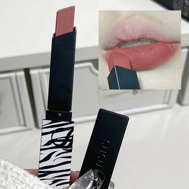 Sexy Nude Smoked Rose Lipstick Colour Matte Velvety Tint Solid Gloss Waterproof Lip Makeup Long Lasting Cosmetic happy