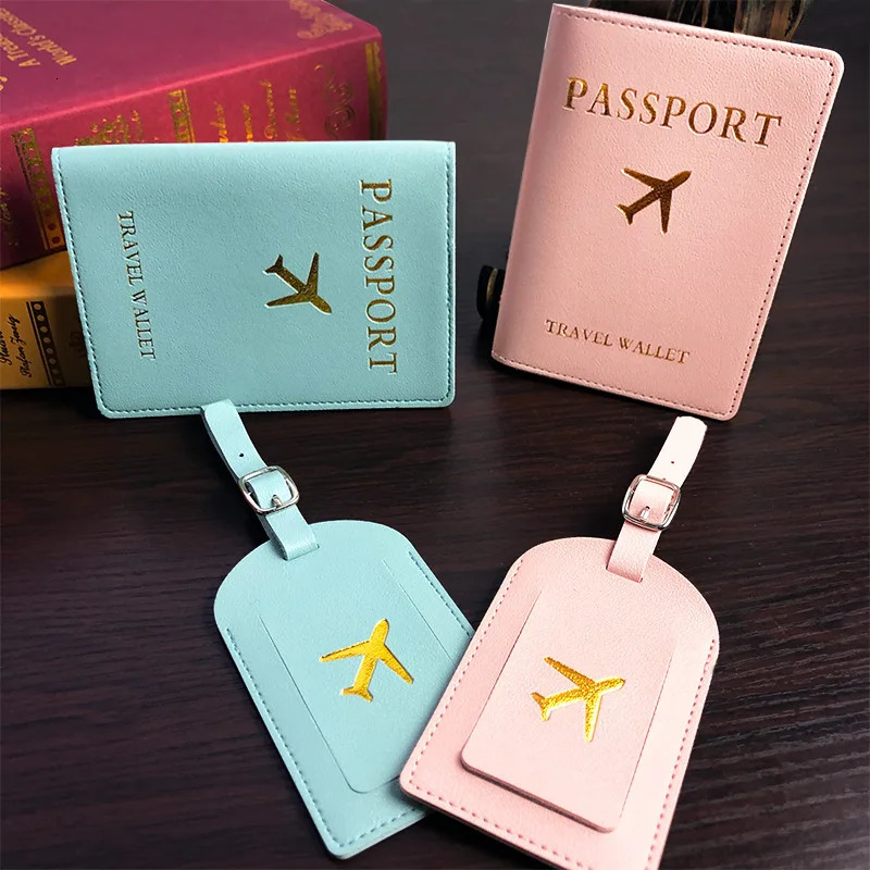 Airplane Luggage Tag Passport Wallet Set Holder Case 250614