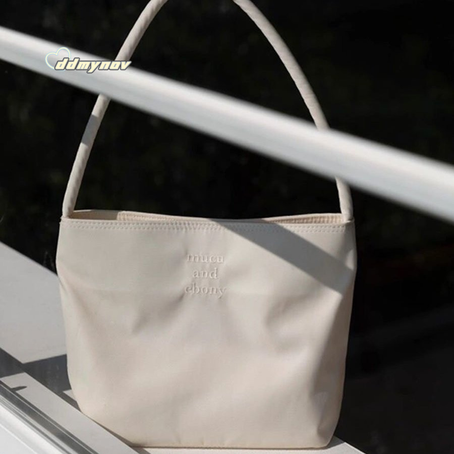 Korean Niche Fashion High-Value Commuter Embroidered Nylon Underarm Casual Versatile Bag Women's Tote Handbag ddmynov