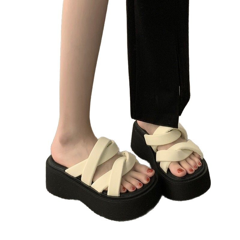 Ddmysports High Quality Beautiful Women S Slippers Summer New Versatile Casual Platform Thick Soled Height Increasing Sandals Outdoor Shoes