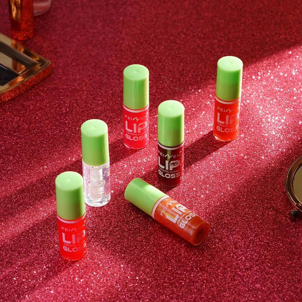 6PCS Moisturizing Gloss Transparent Oil Glaze Lip Plumper Hydrating Make Up Liquid Lipstick Set Cosmetics happy
