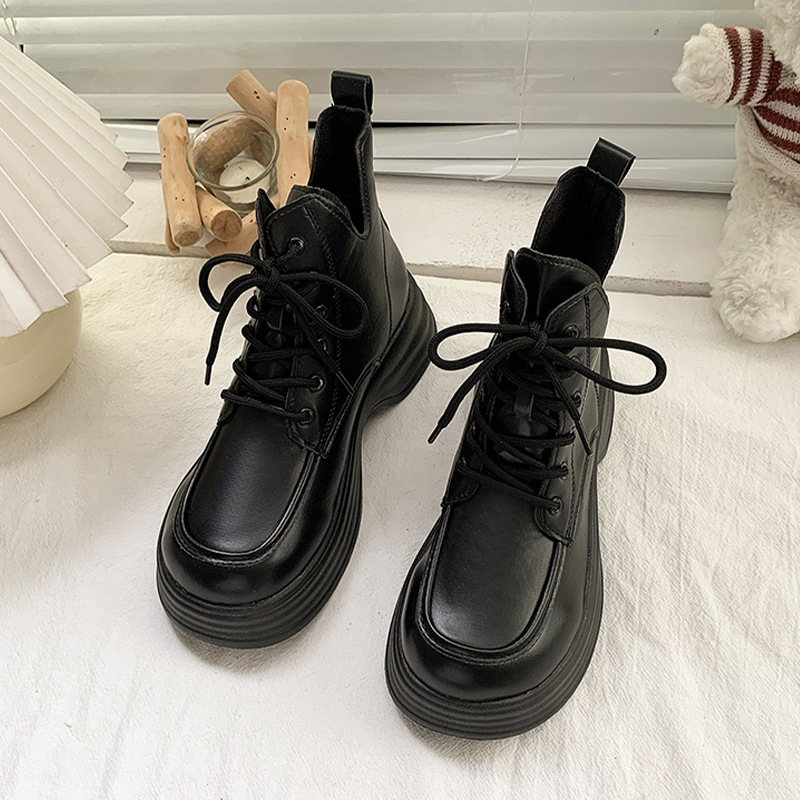 Ddmysports Martin For Women New British Thick Sole Height Increasing Slimming Street Style Short Spring Autumn Single Boots Outdoor Shoes