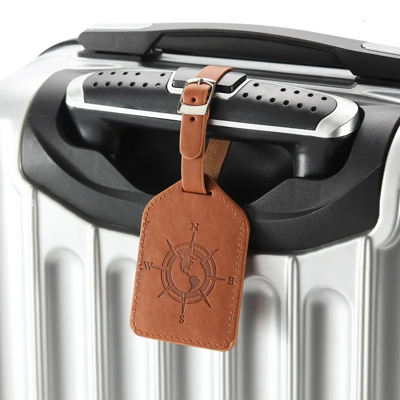 PU Leather Luggage Tag Suitcase Label Baggage Boarding Bag Portable Name ID Address Holder Travel Accessories 250614