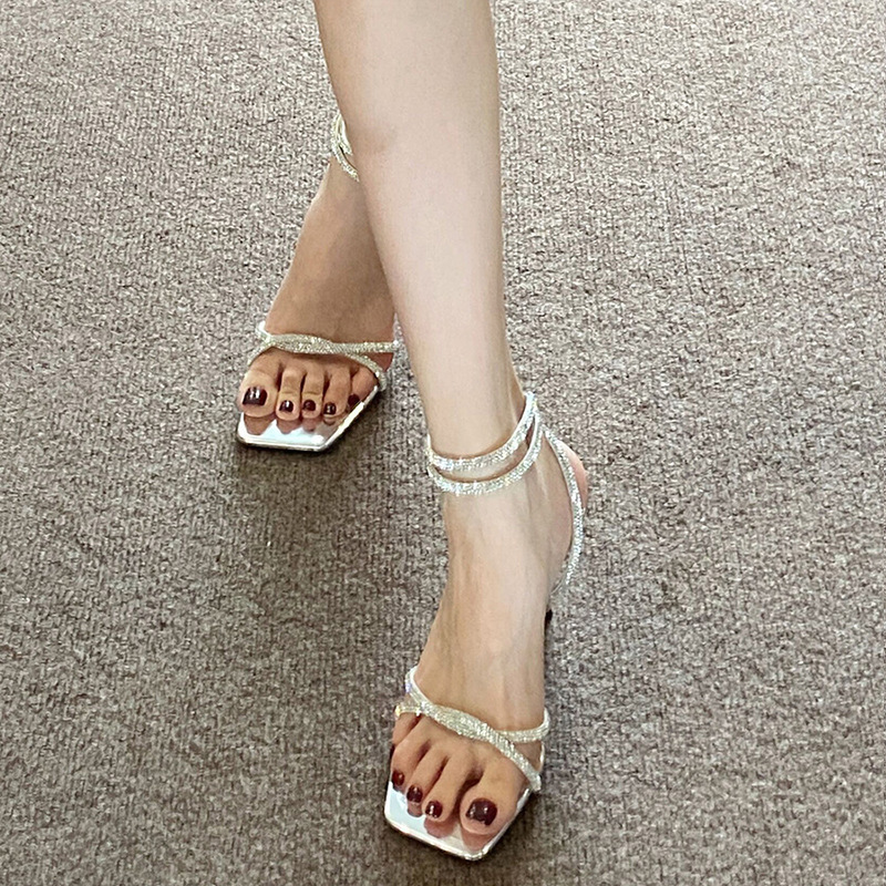 Ddmyoutdoor Ddmyoutdoor Elegant Girl Fashionable Sandals For Skirts New French Style One Strap Square Toe Stiletto High Heels Outdoor Shoes Outdoor Sh