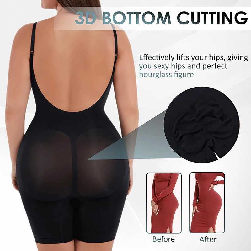 Low Back Seamless Bodysuit for Women Tummy Control Butt Lifter Body Shaper Backless Shapewear Slim Mid Thigh Corset Plus Size XJ250614