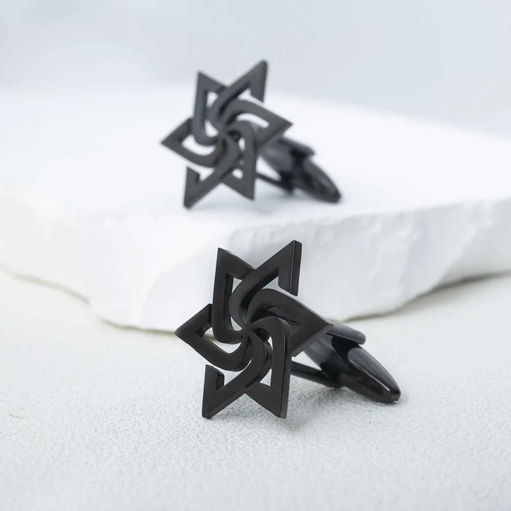 Fashion Spiral Star David Cufflinks Stainless Steel Mens Shirt Suit Cufflinks Retro Talisman Jewelry Groom Wedding Gift XJ250614