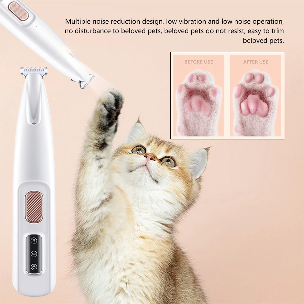 Portable Dog Paw Trimmer with Led Light Rechargeable Cordless Nail Grinder Shaver for Cats And Other Pets Nail Grooming Tools 250614