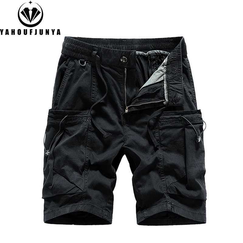 Men Summer Solid Straight Outdoor Leisure Soft Cargo Shorts Men Many Pocket Loose Elastic Fashion Style Short Male Brand Pants W250614