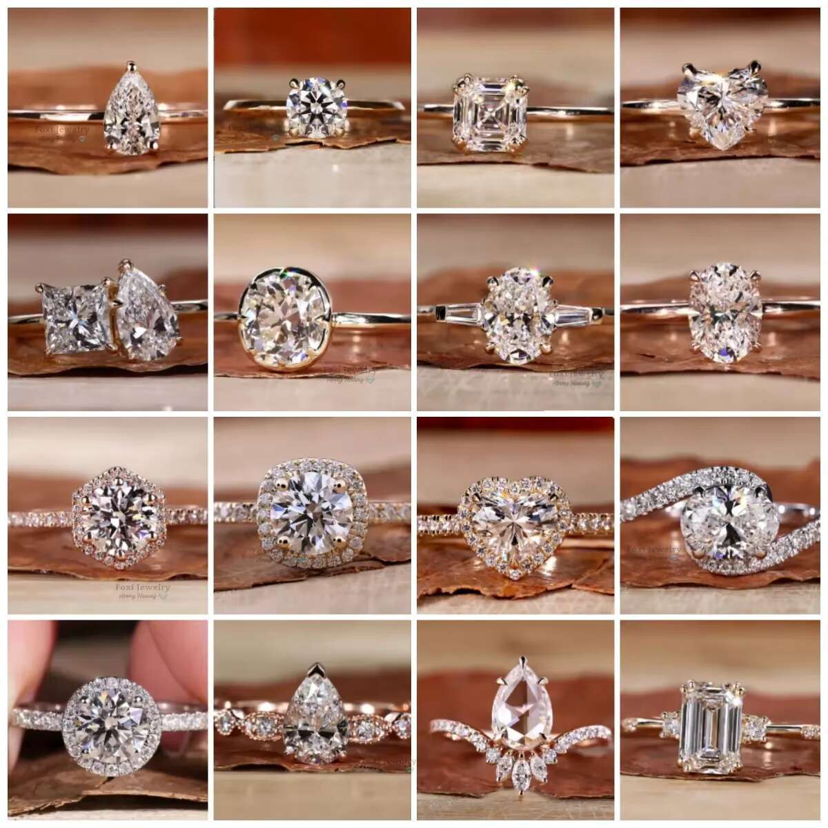 925 Silver Jewelry 14K Gold Plated Eye Shape Round Moissanite Solitaire Engagement Rings Certified Women Wedding Promise Ring