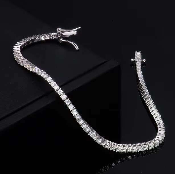 2mm Tennis Chain Bracelet for Men S925 Sterling Silver Moissanite Hip Hop Jewelry Trendy Minimalist Gift for Boyfriend