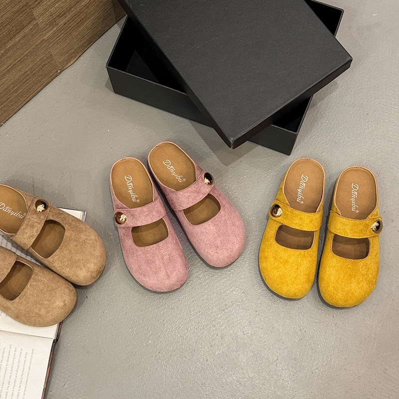 Ddmyoutdoor Women S French Closed Toe Slippers Spring Gentle Fairy Style Soft Sole One Strap Dress Shoes Outdoor Shoes