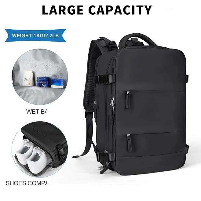 Men's Business Laptop Large Capacity Expansion Hiking Cabin Airplane Travel Backpack 40X20x25 Women's Bag Wate
