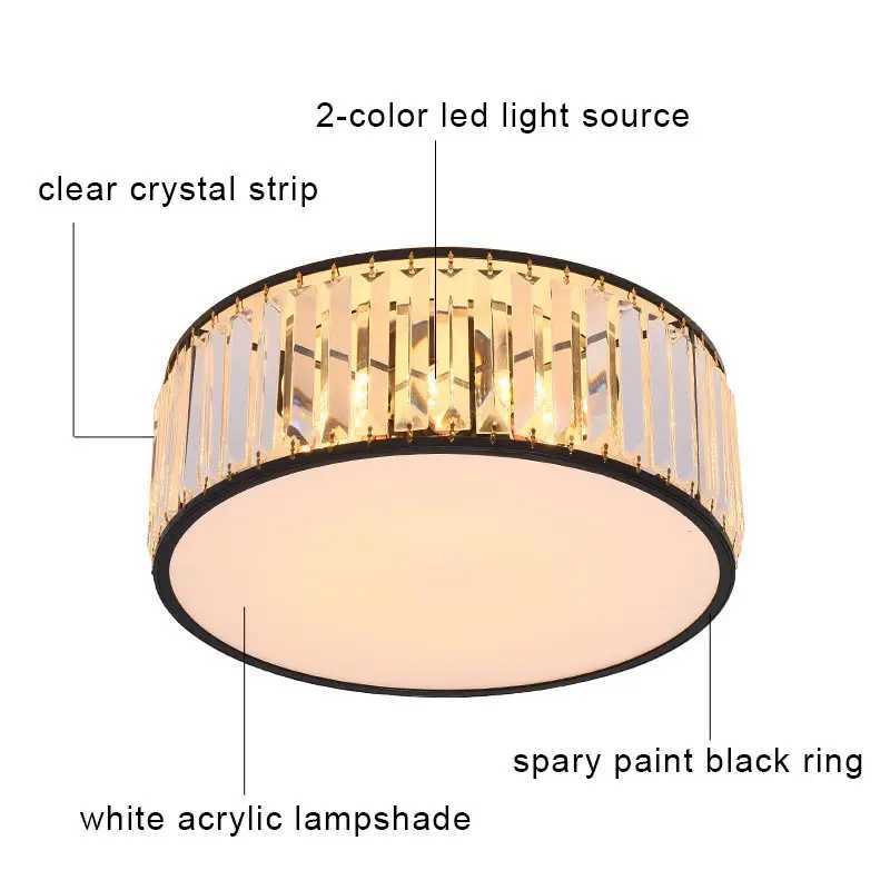 Modern Crystal LED Ceiling Light Gold/Black Metal Frame with Crystal Shade for Bedroom Living Room Nordic Home Decor Lighting XJ2500613