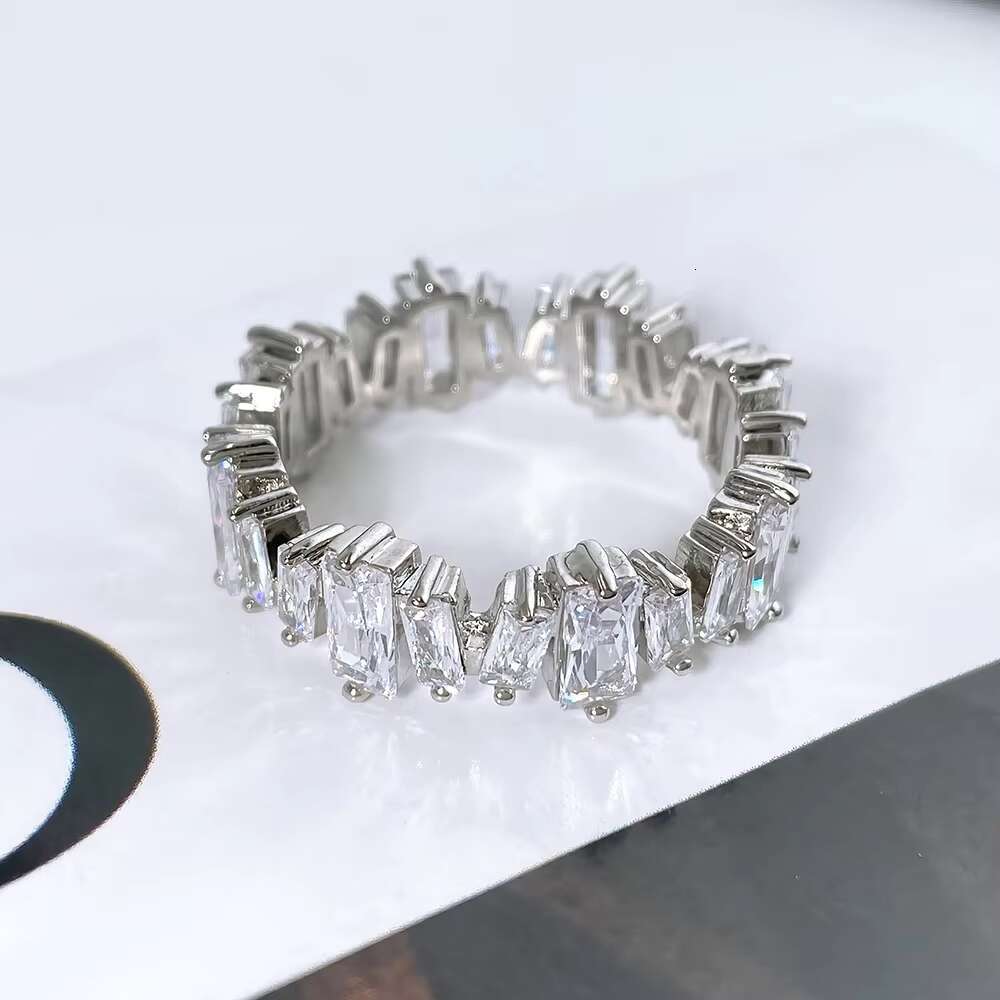 FOXI Fast Shipping in Stock 925 Sterling Silver Baguette Cut VVS D Moissanite Diamond Past Tester Wedding Engagement Rings