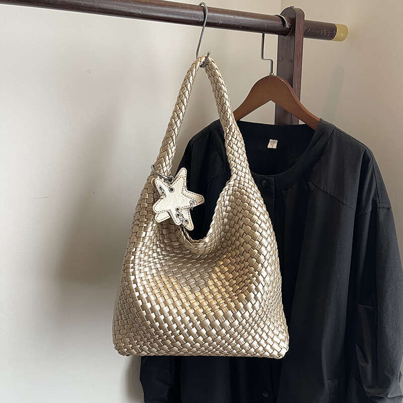 Tote Pure Handwoven For Women High-End Lazy Style Large Capacity Commuter Mother And Child Shoulder Bag
