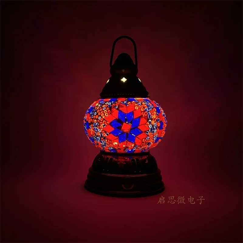 Mini Vintage Turkish Mosaic Hanging Lanterns Battery Warm Light LED Camping Lantern Rechargeable Lightweight Tent Lamp For Outdoor W250613